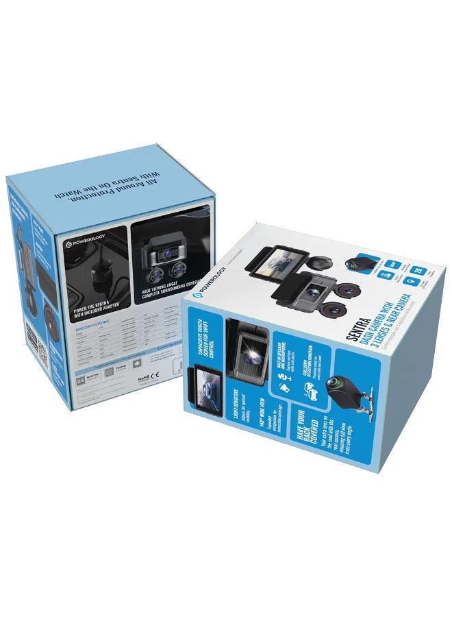 Powerology Sentra Dash Camera with 3 Lenses and…