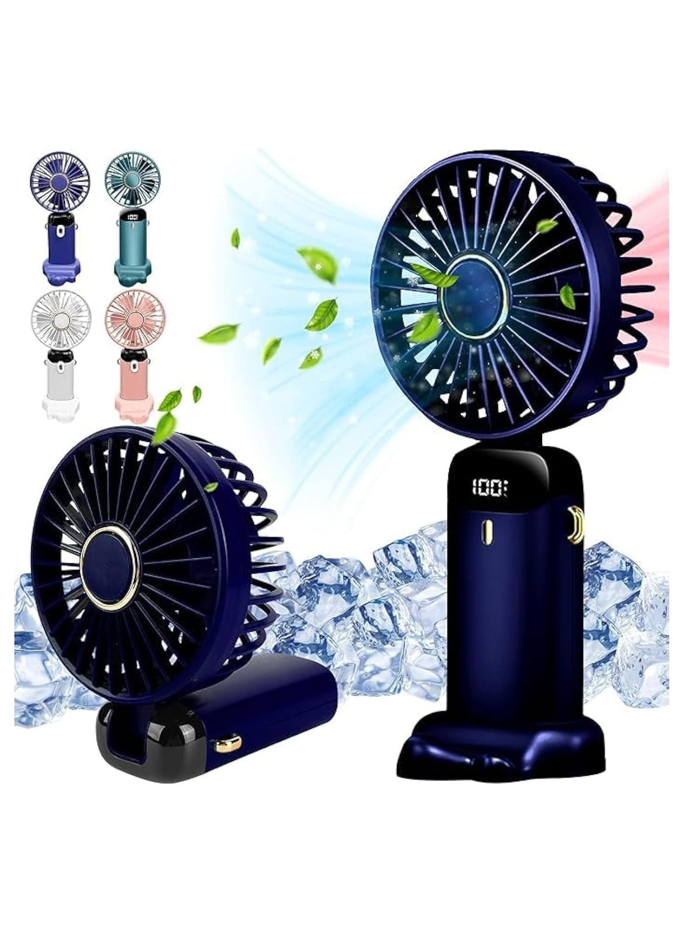 Compare Handheld Fan, Battery Operated Fan with Base, 8 Hours, Digital Display, 5 Speeds, 90° Adjustable, Rechargeable Mini Fan for Outdoor Indoor at KSA Price