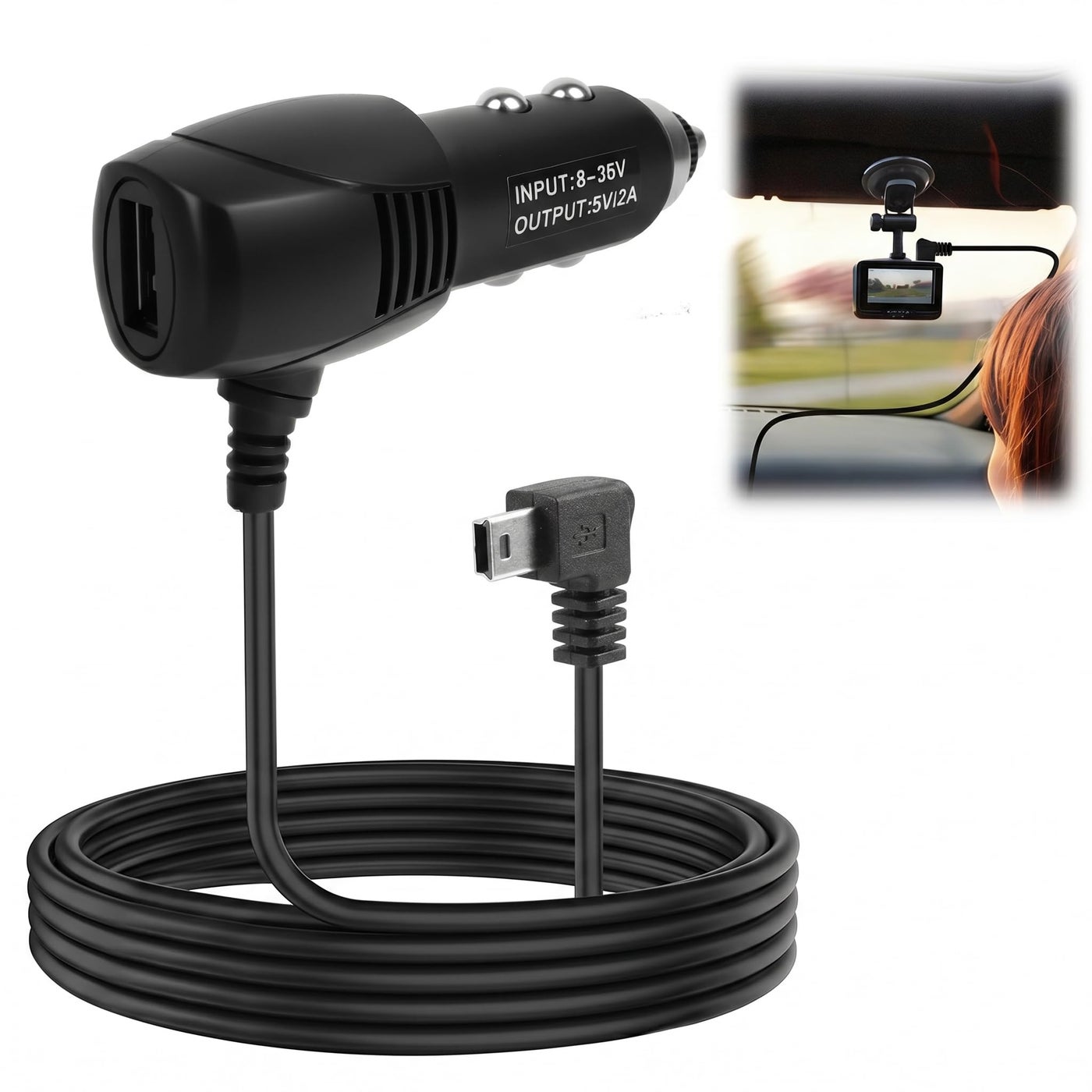 Compare Fofuo Dash Cam Cable 12V to 5V Mini USB Car Charger Cable 3.5M Long at KSA Price