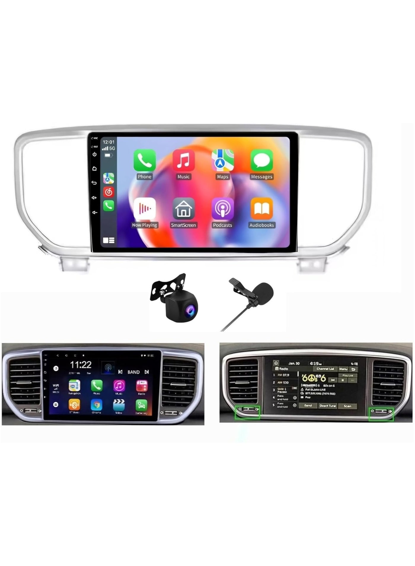 Compare Android Car Stereo For Kia Sportage 2018 2019 2020 2021 2022 With Apple Carplay Android Auto Wireless 4GB RAM 32GB ROM WiFi DSP Radio Bluetooth HD Camera Included at KSA Price