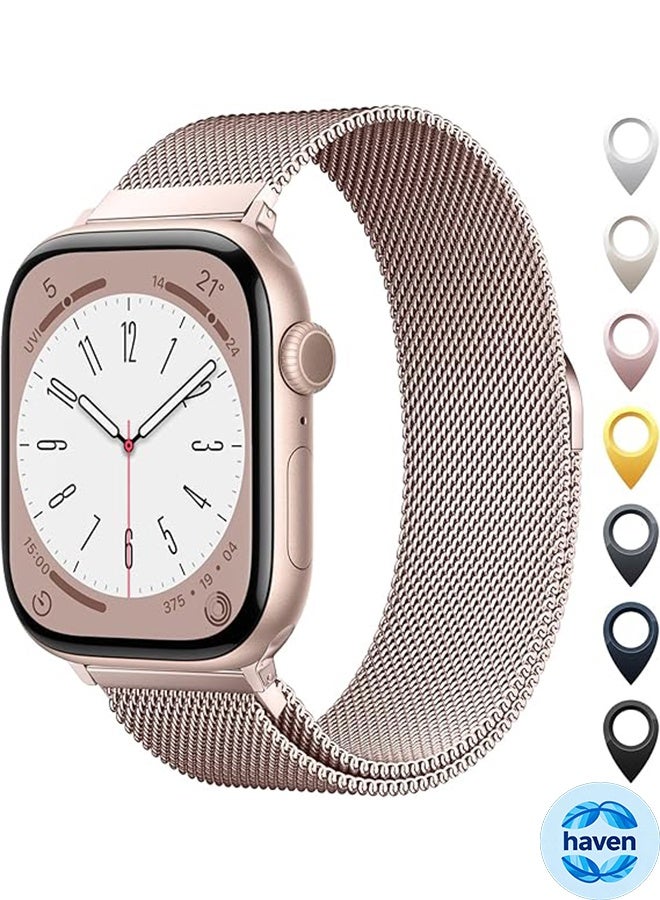 Compare Compatible with Apple Watch Band 38mm 40mm 42mm  Women and Men,Stainless Steel Mesh Loop Magnetic Clasp Replacement for iWatch Band Series SE 6 5 4 3 2 1 at KSA Price