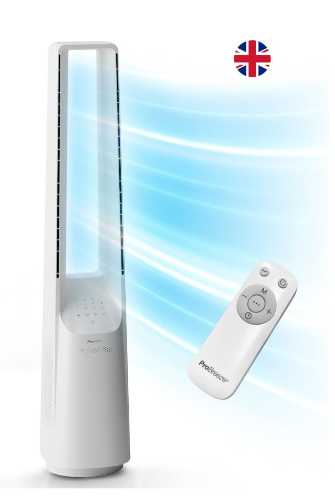 Compare 40 Inch Bladeless Tower Fan with Dc Motor , Ultra Quiet Remote Control, Led Display, 6 Speeds, 5 Operation Modes, 60 Degree Automatic Oscillation and 7h Timer Proudly Designed  in the UK at KSA Price