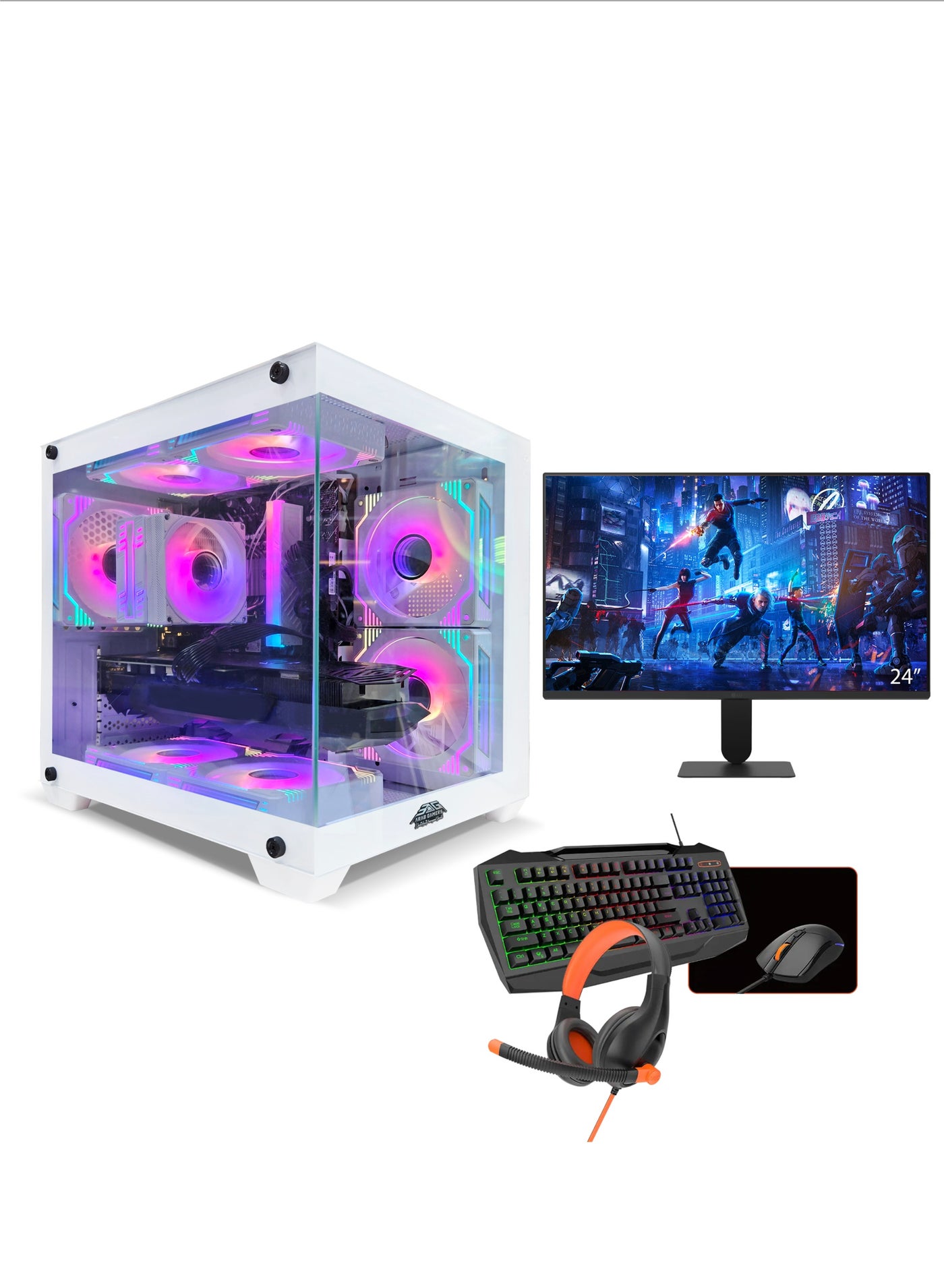 Compare NOVA All In One Bundle Gaming PC, Intel Core i512400F, AMD 580, 16GB RAM, 1TB SSD, 24 FHD MonitorKeyboard, Mouse & Headphone set, WIFI Ready, Window 11 Pro, RGB Gaming Case White at KSA Price