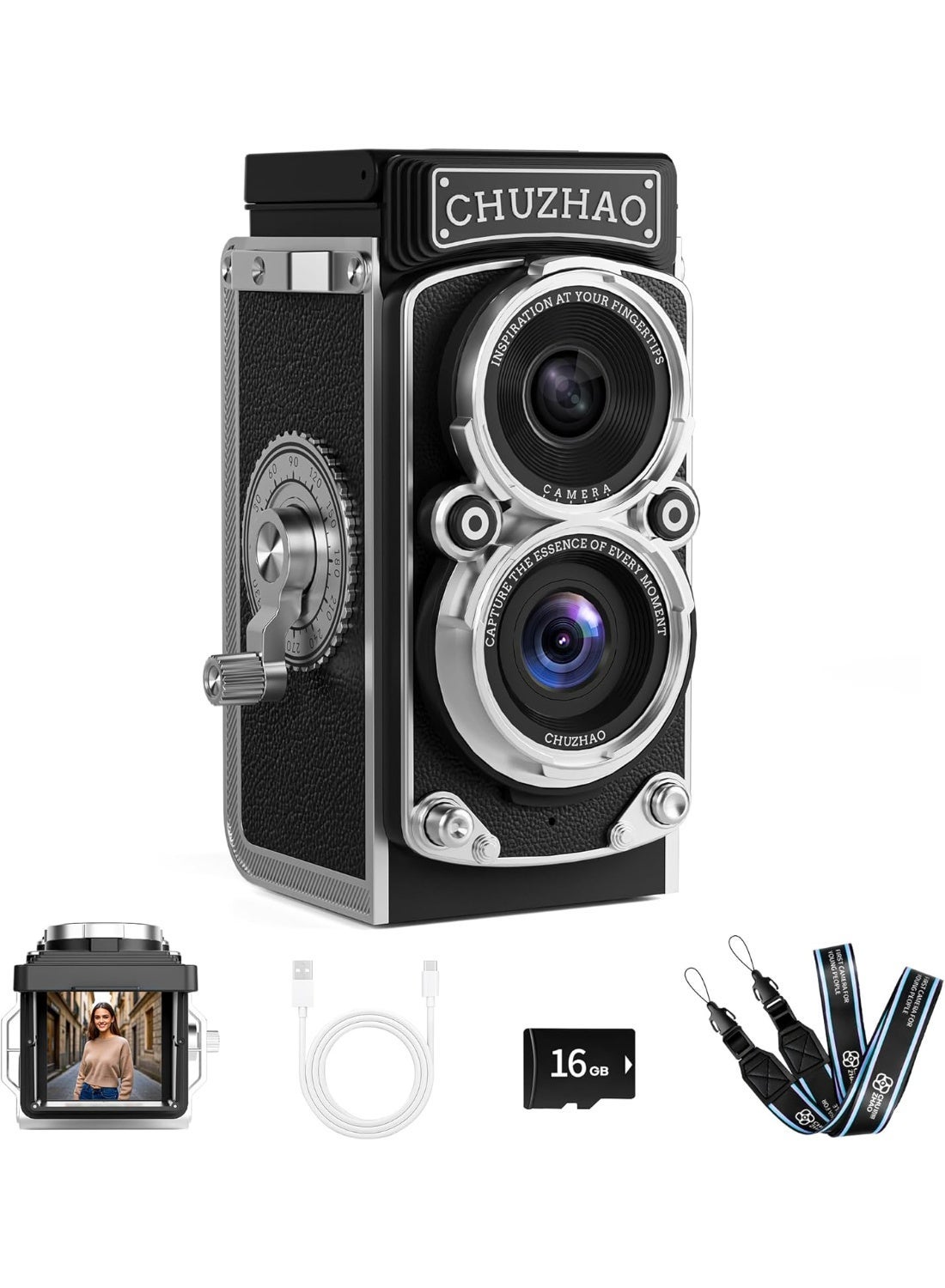 CHUZHAO Mini Retro Digital Camera - Vintage TLR…