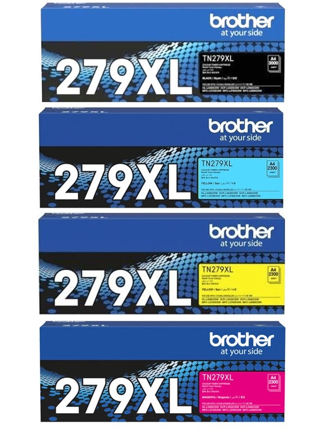 Compare Genuine Brother TN279XL High Capacity 4Color Toner set for for HLL3280CDW, DCPL3520CDW, DCPL3560CDW, MFCL3720CDW, MFCL3760CDW Black,Cyan,Magenta,Yellow at KSA Price