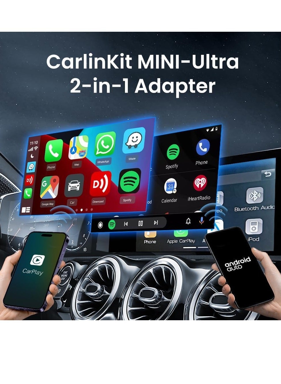 Compare Wired to Wireless CarPlay & Android Auto Adapter – USB Plug for iOS 10+ & Android 11+ Devices at KSA Price