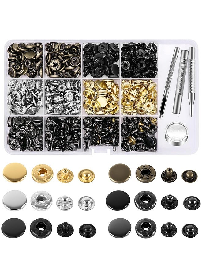 Compare 120 Set Leather Snap Fasteners Kit, 12.5mm Metal Button Snaps Press Studs with 4 Setter Tools, 6 Colors Leather Snaps for Clothes, Jackets, Jeans Wears, Bracelets, Bags at KSA Price