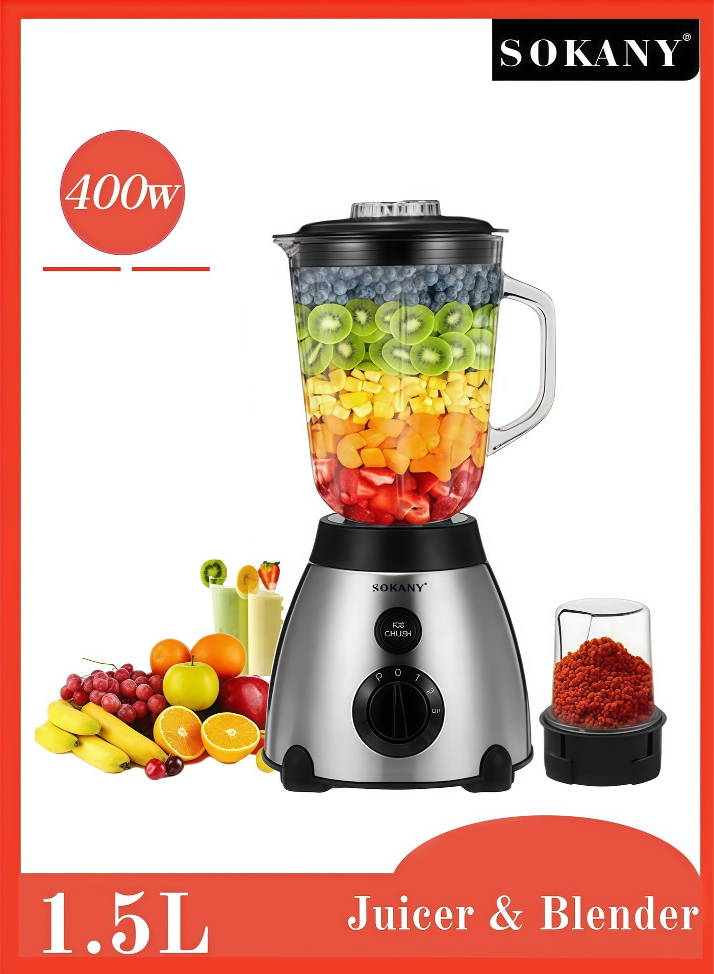 Compare Juicer & Blender Multifunctional Juicer & Blender  400W TwoPiece Set, with 1.5L Water Bottle at KSA Price
