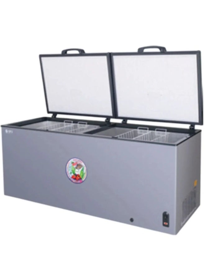 Compare SPJ 724L Double Door Deep Freezer, Large Capacity Chest Freezer, Quick Freeze, Energy Efficient, Commercial Use – Grey at KSA Price