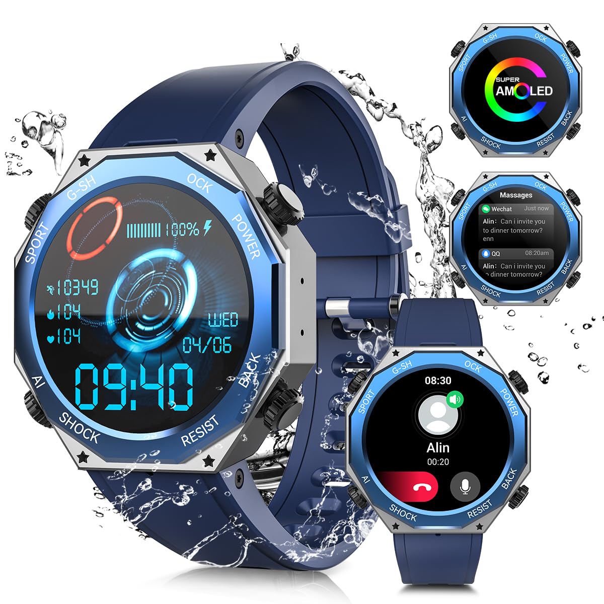 Alpha Gear Military Smart Watch for Men (Answer/Dial…