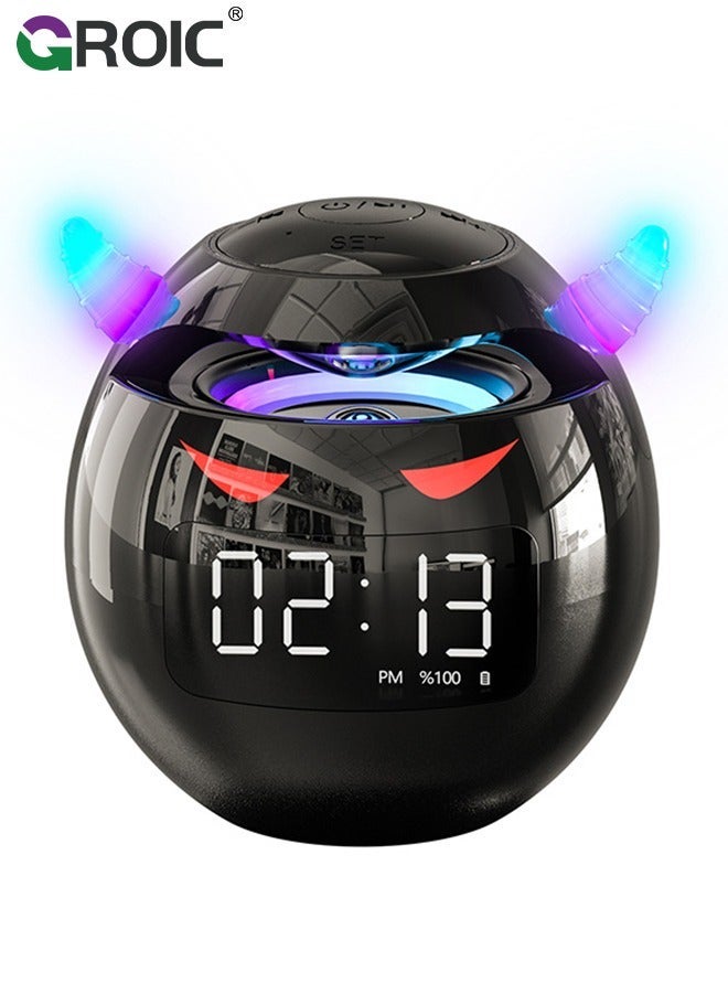 Compare Black Portable Wireless Bluetooth Speaker Colorful Subwoofer with Led Display Fm Radio Alarm Clock HiFi Card Mp3 Music Play for Party Outdoor at KSA Price