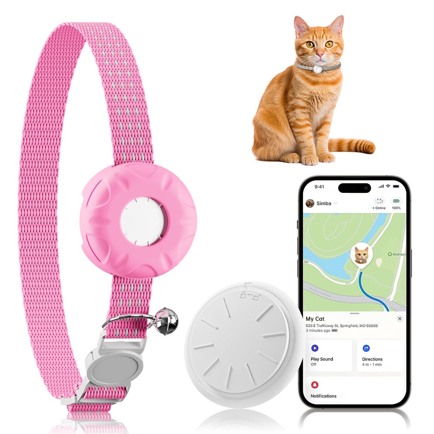 Compare GPS Tracker for CatsNo Monthly Fee, Cat Tracker,Compatible with Apple Find My App Only iOS, Waterproof Pet Tracker,RealTime Cat Collar for Pets,Kids,Luggage & Assets | 367Day Battery Life|Black at KSA Price