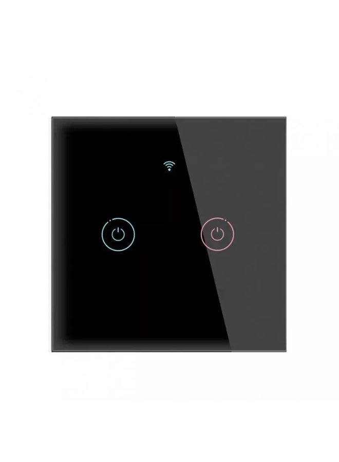 Compare Zigbee Touch Scene Switch – 2 Gang Black | Wireless DualButton Scene Controller, NoWiring Installation, EnergySaving Smart Wall Switch at KSA Price