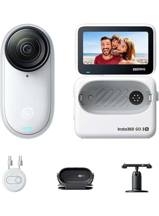 Compare Insta360 GO 3S 128GB 4K Mini Portable Vlogging Camera, HandsFree, Mount Anywhere, Stabilization, 140Minute Battery life, 10m Waterproof, Apple Find My, Pet POV, White at KSA Price