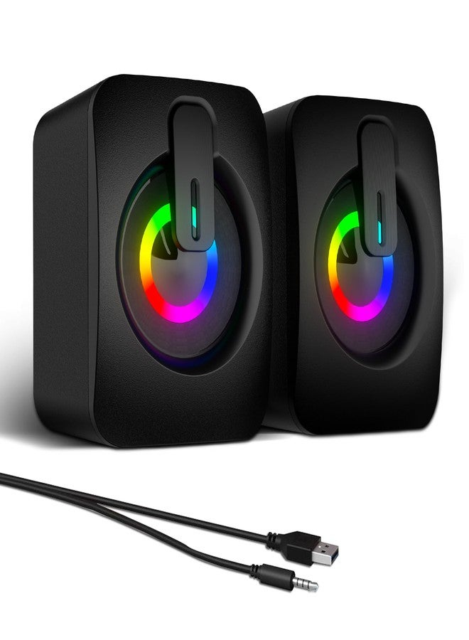 Compare MELOGAGA RGB Computer Speakers, USBPowered PC Speakers with 7Color LED Backlight, 3.5mm Aux Compact Soundbar for Desktop, Laptop, Tablet  Crisp Audio & SpaceSaving Design at KSA Price