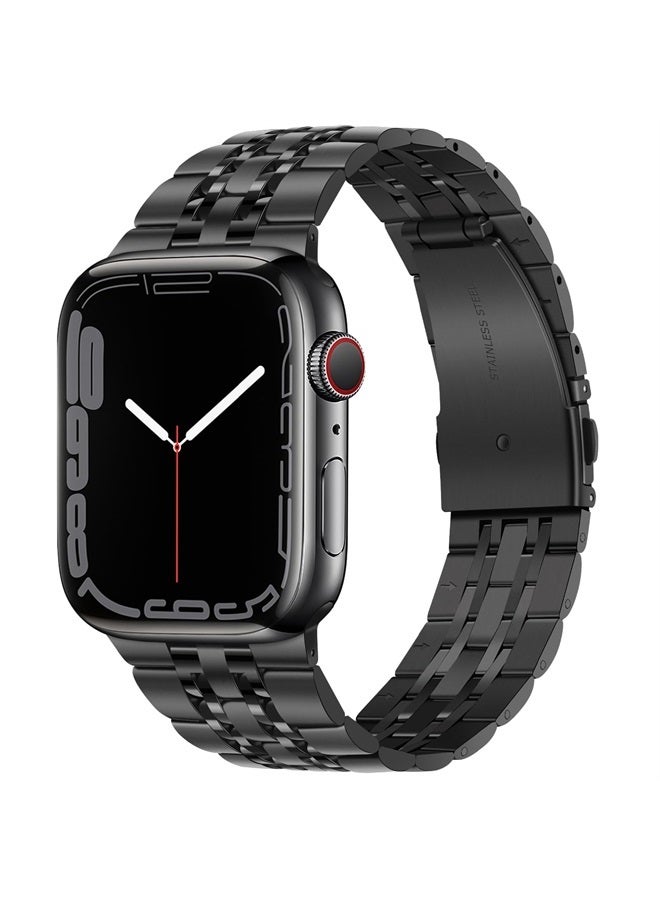 Compare Compatible with Apple Watch Band 41mm 40mm 38mm, Man Women Strap Stainless Steel Metal Replacement Bracelet Compatible for Apple Watch SE 2 SE Series 9 8 7 6 5 4 3 2 1, 414038mm Black at KSA Price