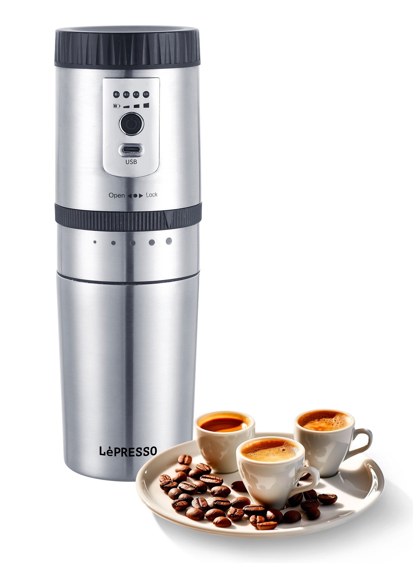 Compare Portable Espresso Maker, Mini Grinding & Coffee Maker, Adjustable Grinding Size, Electric Burr Coffee Grinder, Stainless Steel Blades, Mini Espresso Maker for Travel, Home, Office  Silver at KSA Price