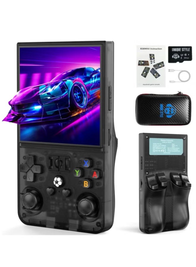 Compare R36MAX Retro Handheld Game Console 4.0” IPS HD Display, Portable Linux Gaming Console with 64GB BuiltIn Games, 4000mAh Rechargeable Battery, Classic Arcade Emulator, Pocket Video Game Player for Kids & Adults, Black at KSA Price