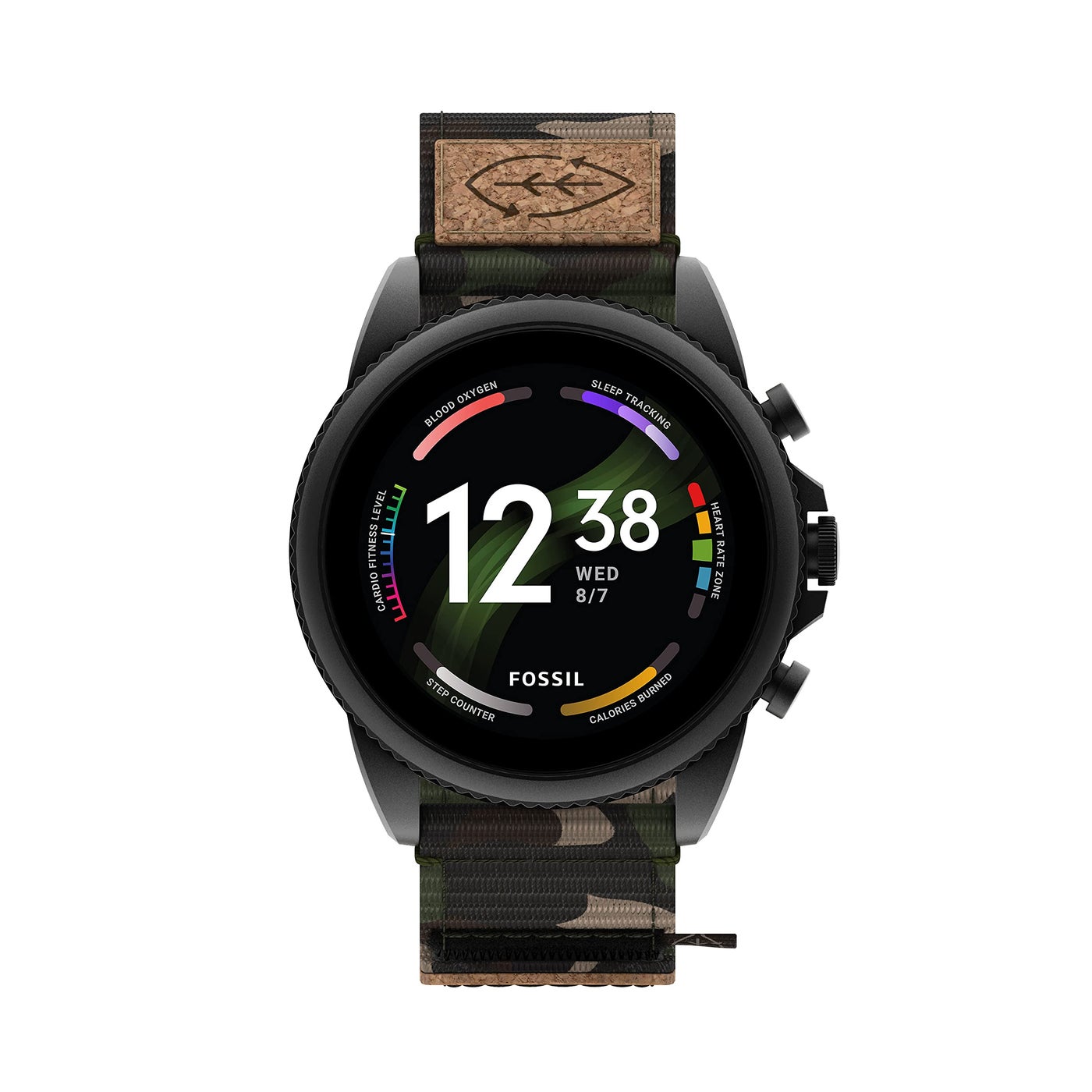 Compare Fossil Mens Gen 6 44mm Stainless Steel and Cork Touchscreen Smart Watch, Stainless steel, Color: Black, Camo Model: FTW4063V at KSA Price