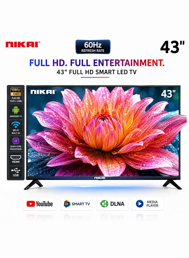 42 Inch screen (43 inch with frame) Smart LED…