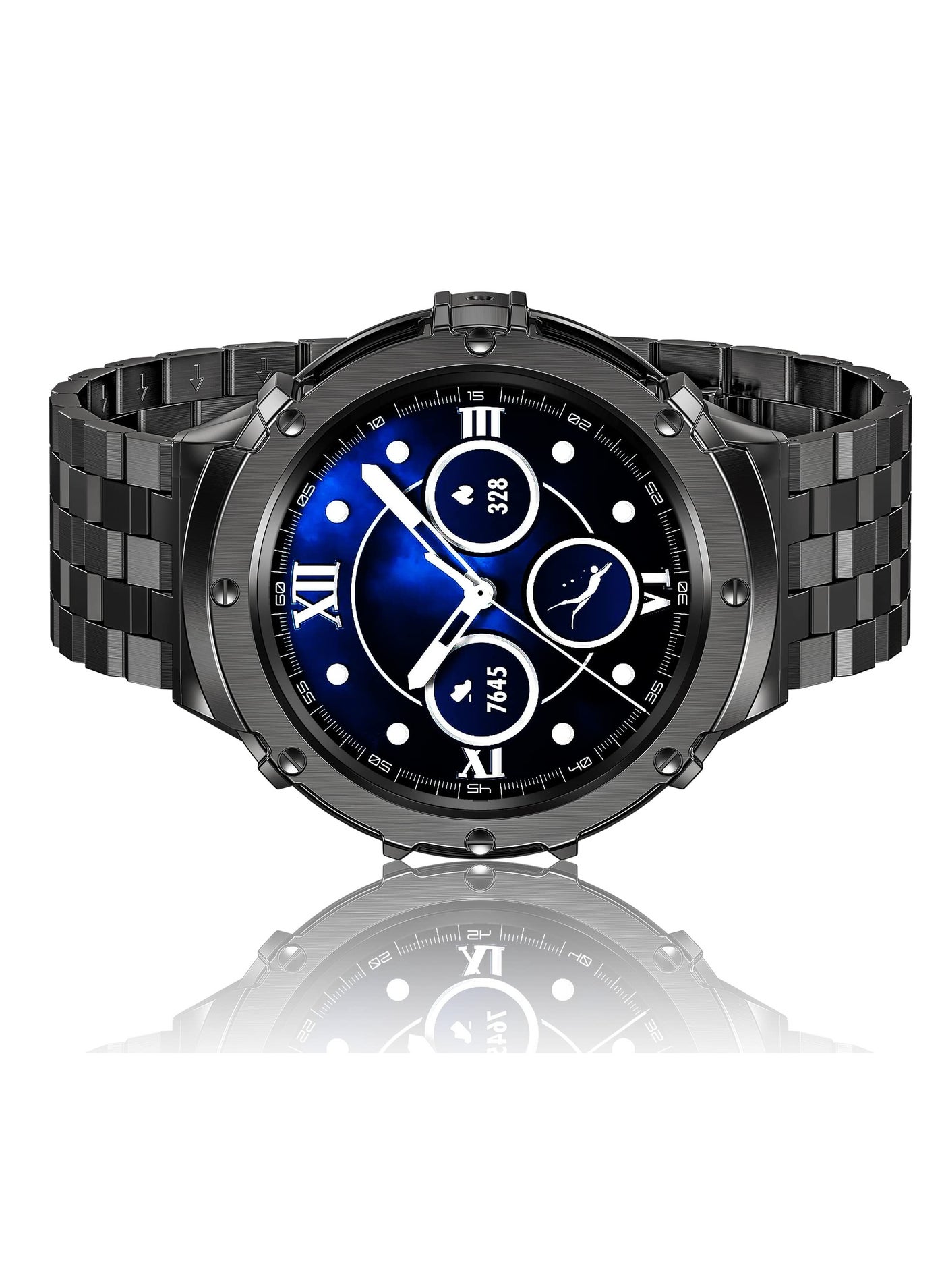Compare SYOSI Compatible for Samsung Galaxy Watch 5 Pro 45mm Band with Case, Stainless Steel Rugged Metal Watch Band with Protective Bumper Cover Replacement Strap for Men at KSA Price