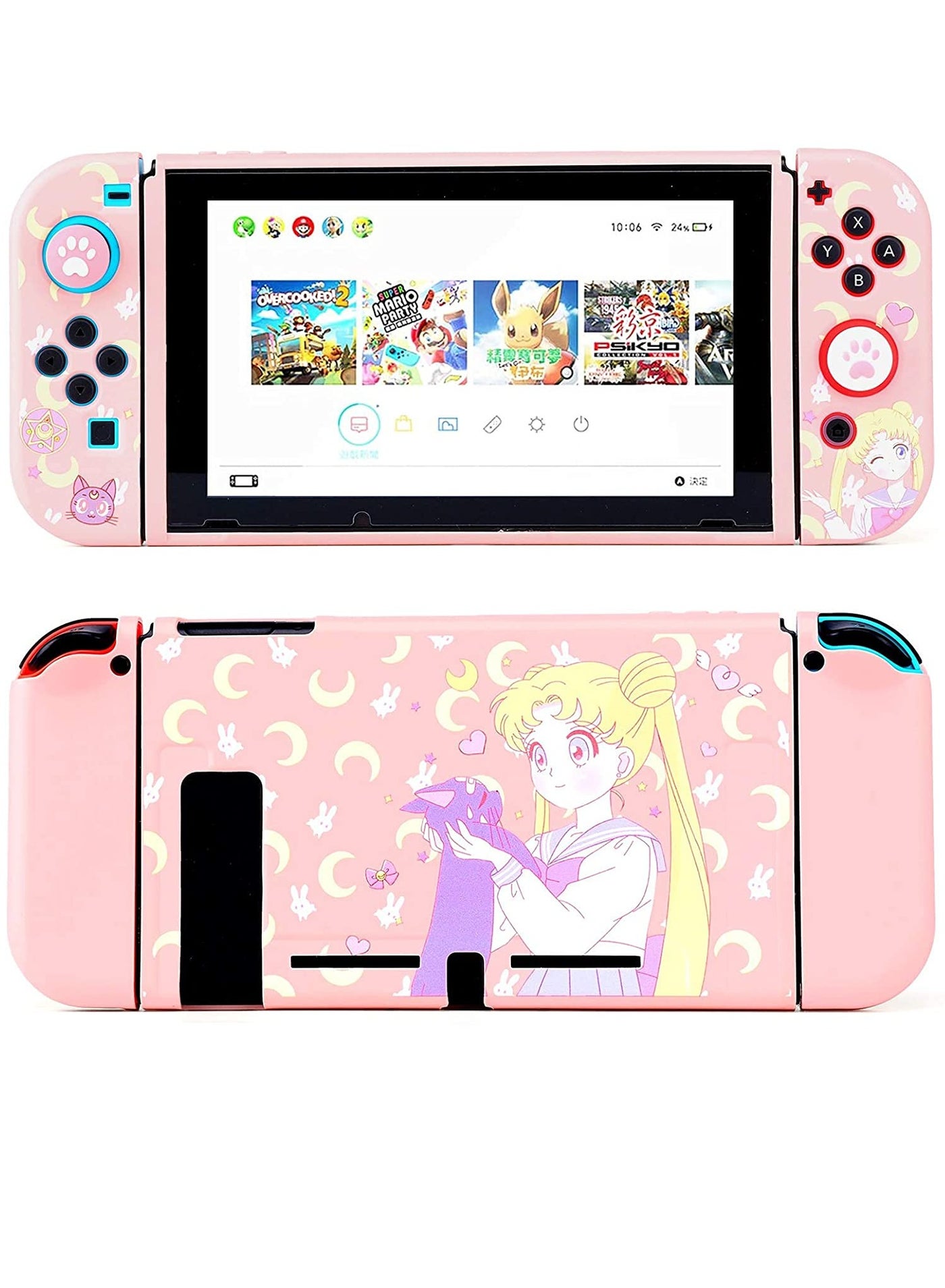 Compare Switch Protective Cover,Cute Liquid Silicone Protective Case for Switch, Soft Slim Grip Cover Shell for Console and Joy Con, Scratch, Crack Resistant, Easy Install Sailor Moon at KSA Price