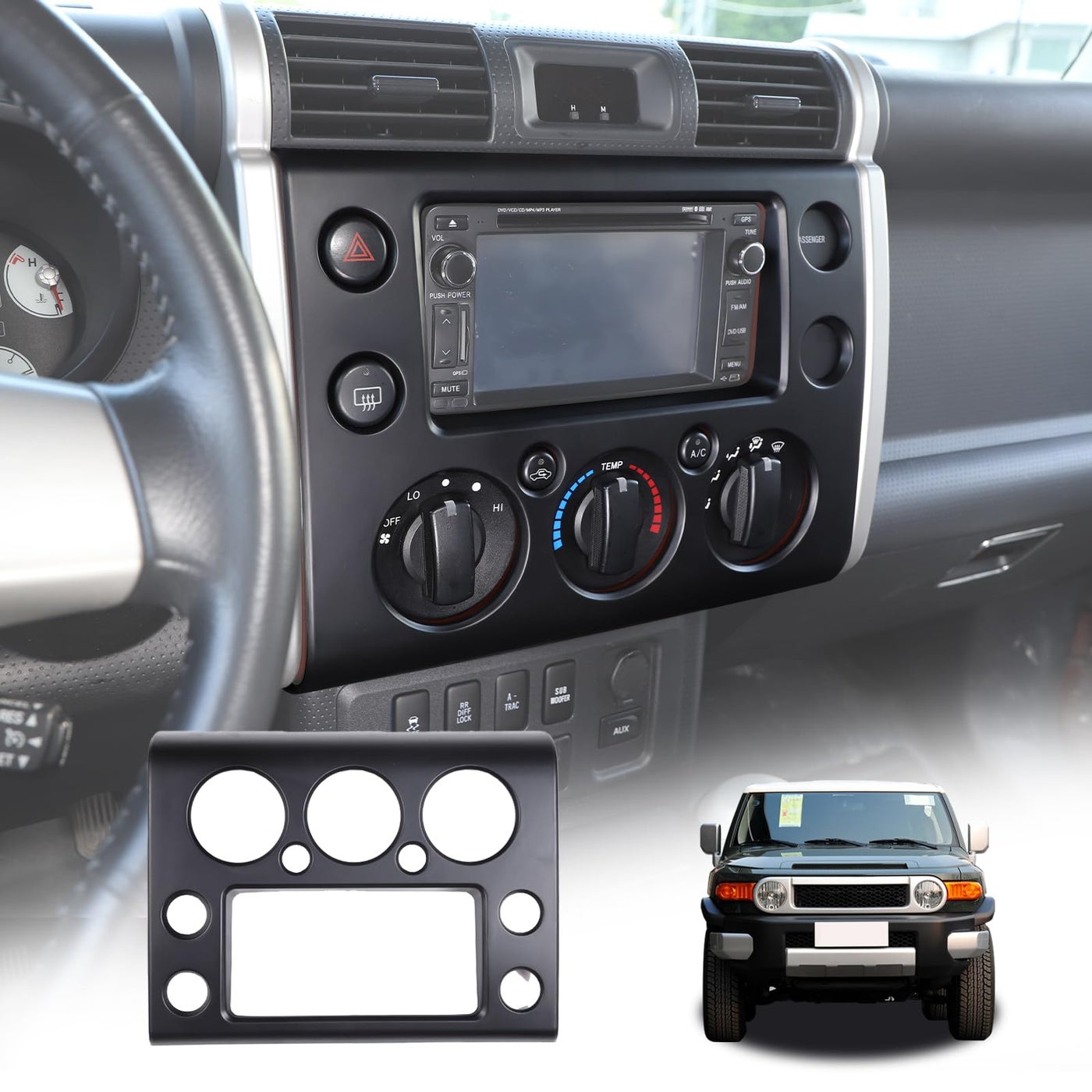 Compare LLKUANG ABS Car Console GPS Navigation Trim Panel Cover for Toyota FJ Cruiser 20072021 Center Console Knob Button Control Frame Cover Matte Black at KSA Price