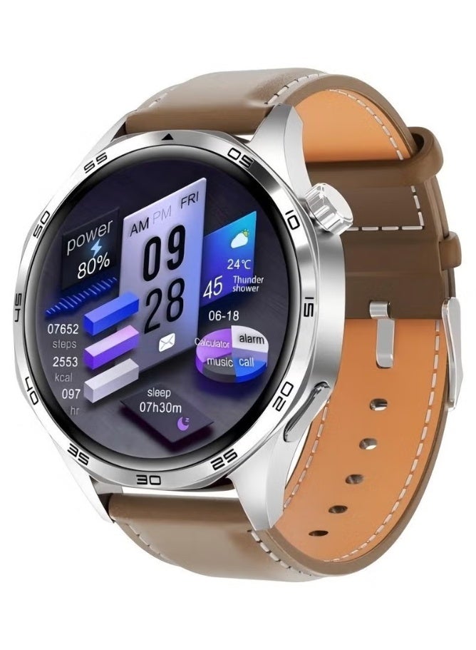 Compare smart watch GT5 with Bluetooth calling function answermake calls, fitness tracking watch with sleep monitoring function, suitable for iPhoneAndroid, IP67 waterproof leather brown at KSA Price