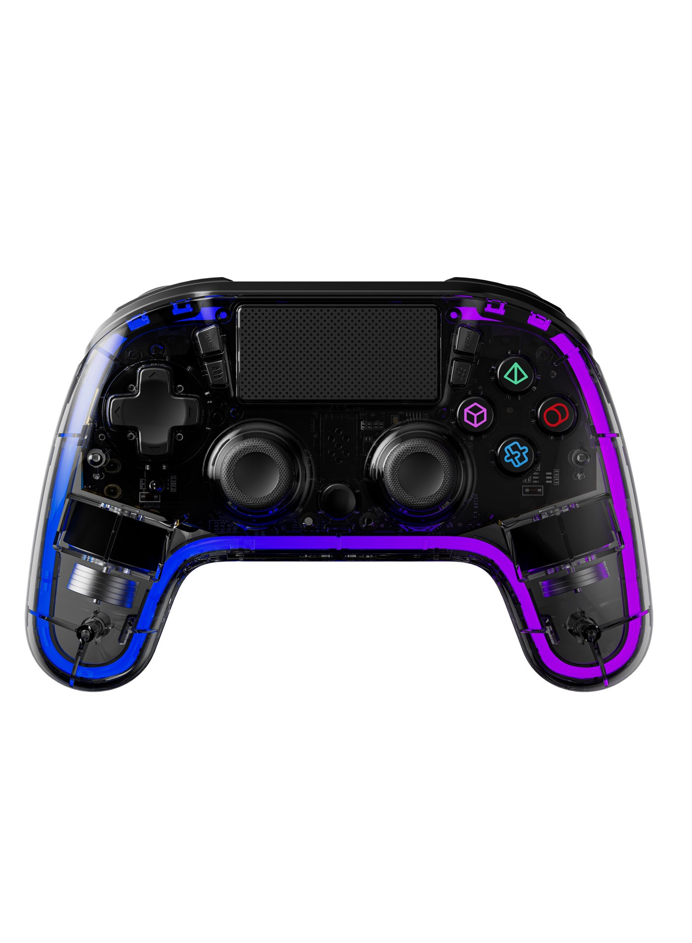 Compare Gaming Controller with Crystal Shell for PS4 MultiPlatform Compatibility PS3PC DINPUT, XINPUT iOS Android Touch Pad and Vibration  6Axis Motion Sensor RGB Lights  Black at KSA Price