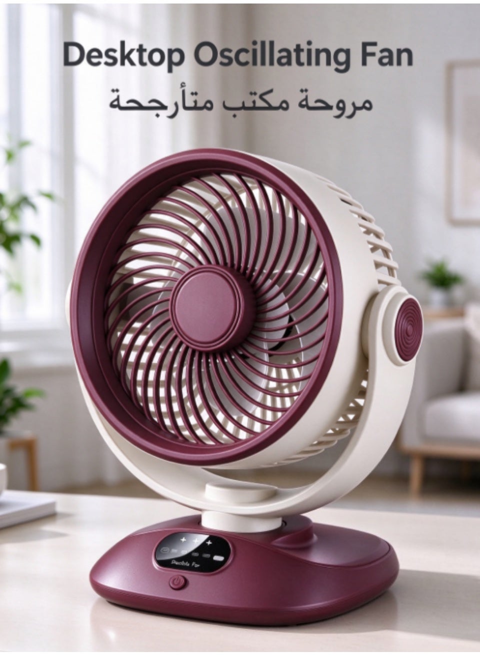Compare USB Desktop Fan with Oscillation – Rechargeable 4000mAh Small Circulator Fan for Dorm Room & Office | Portable Quiet Table Fan with 3 Speeds, 90° AutoSwing – Battery Operated at KSA Price