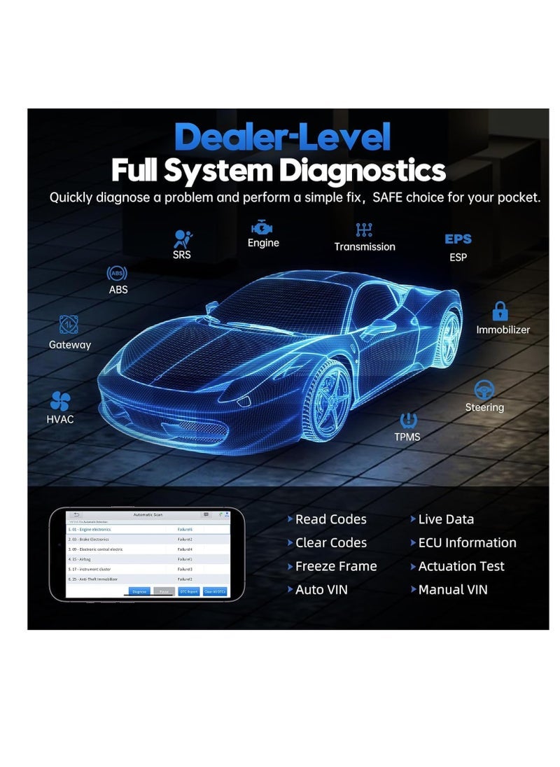 XTOOL A30M OBD2 Scanner BT, Wireless OBD2 Code…