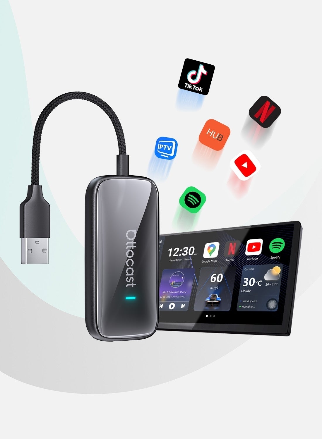 Compare OTTOCAST Play2Video Ultra AI BOX 4+32 GB 10+ APP YouTube Netflix TikTok CarPlay Tv Box Wireless CarPlay Android Auto Supports USB flash drive expansion at KSA Price