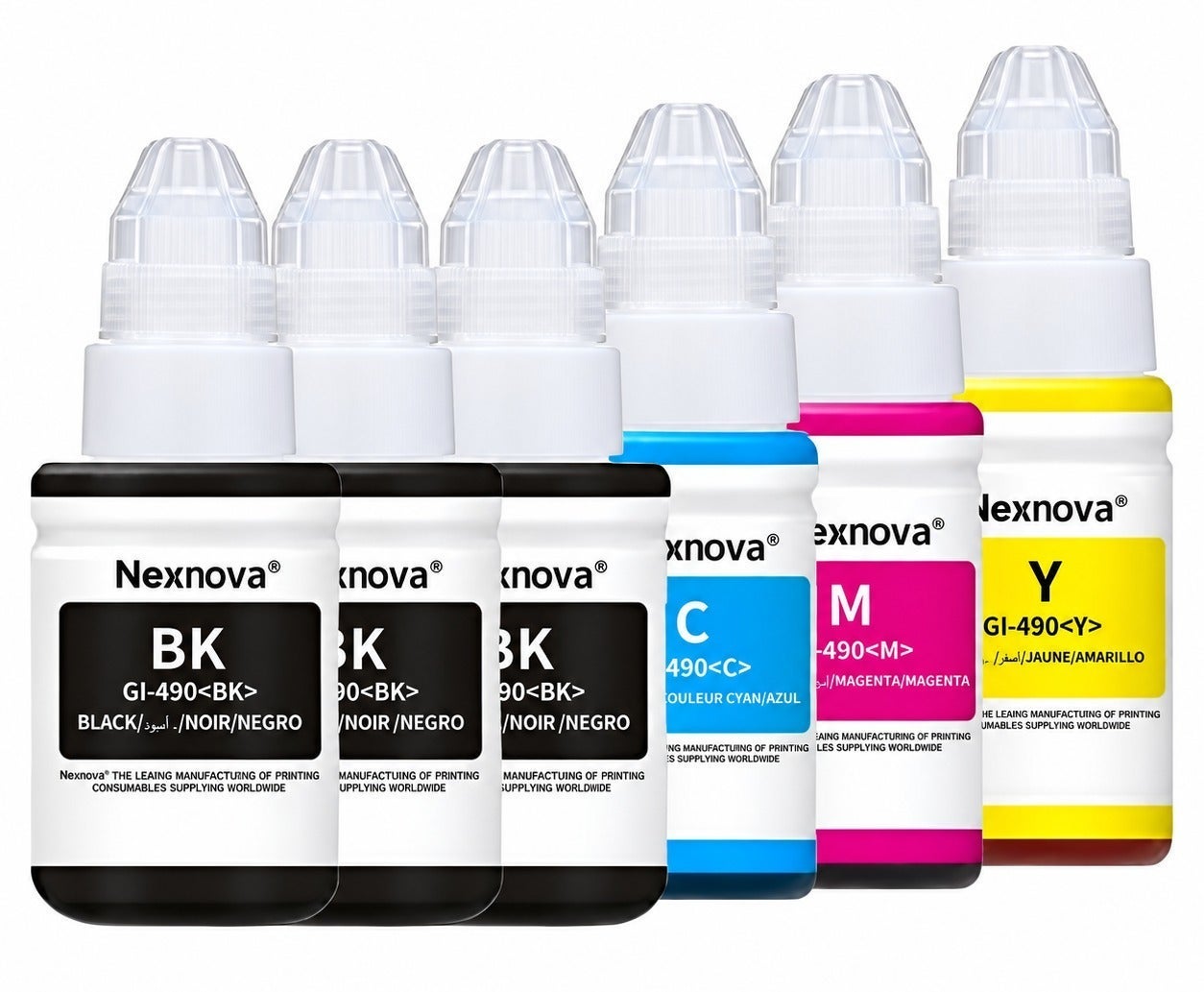 NexNova GI-490 Refill Ink 6-Pack, 3 Black 135ml…