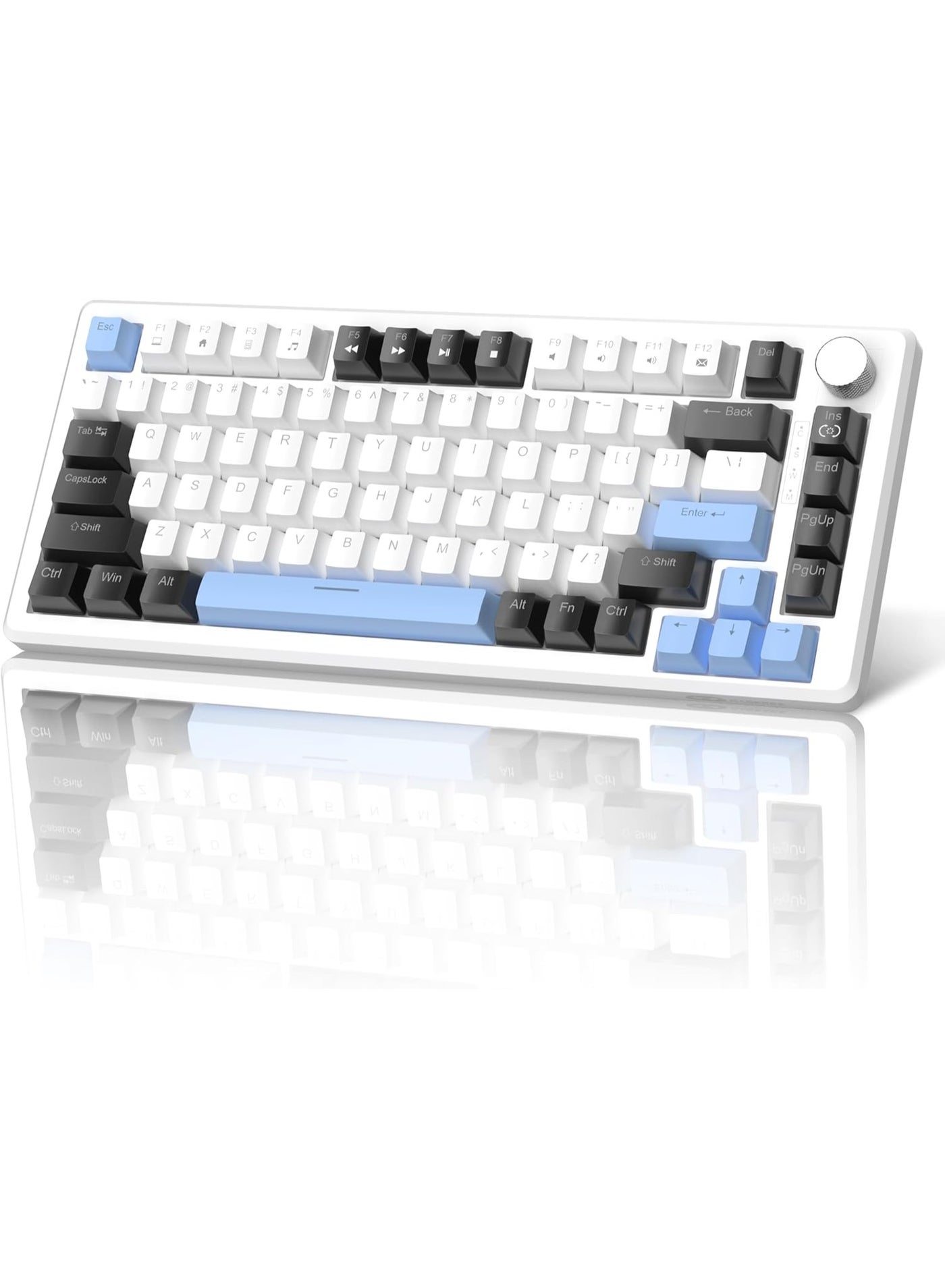 Compare MageGee 75% Mechanical Gaming Keyboard, Compact Blue Backlit Wired Gaming Keyboards with Brown Switches, EVA Foam, Knob Control, STAR75 Portable NKRO PC Gaming Keyboard  White & Blue at KSA Price