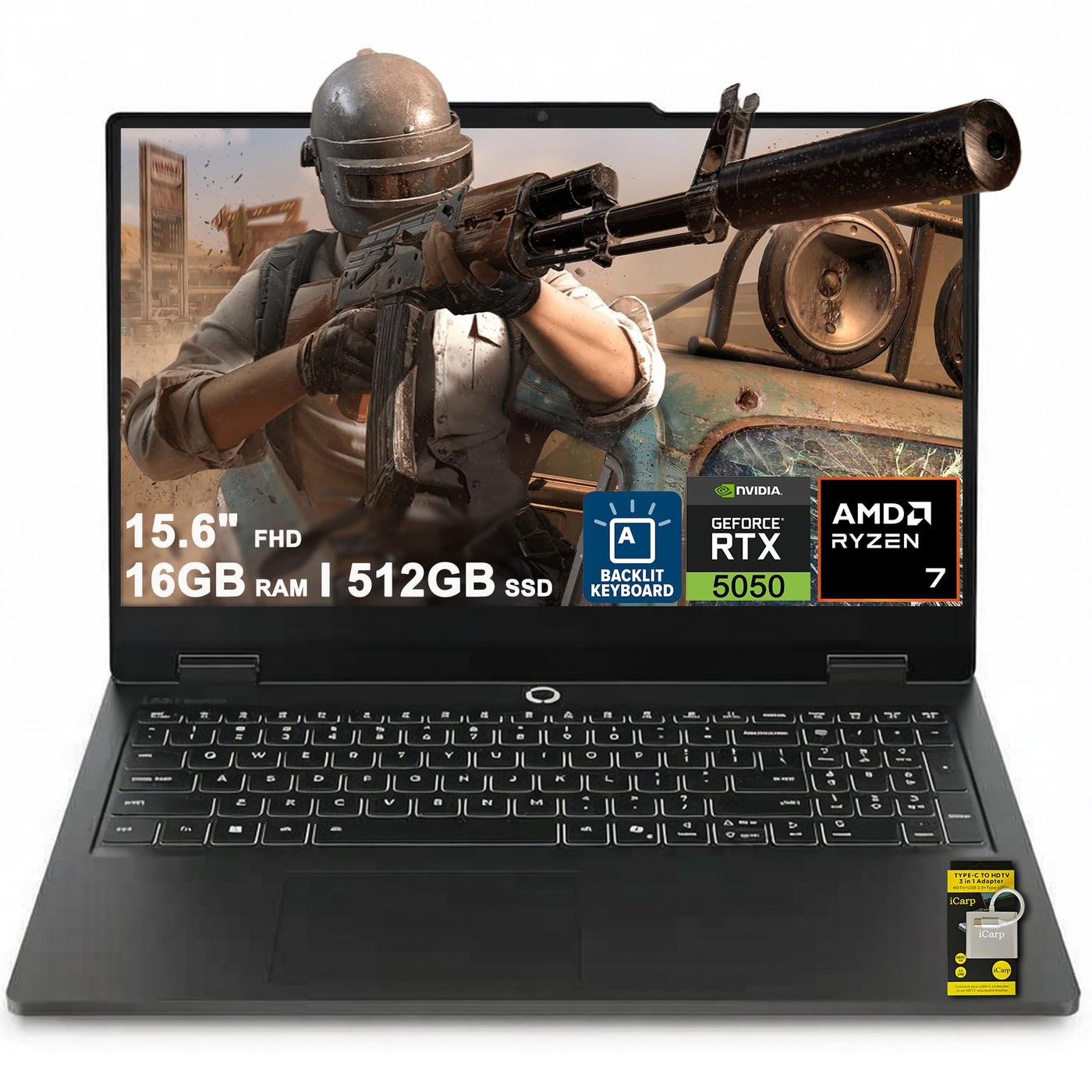 Compare Lenovo LOQ Gaming AI Laptop 15.6 FHD IPS 144Hz 100% sRGB FreeSync AMD 8core Ryzen 7 170 16GB RAM 512GB SSD GeForce RTX 5050 GDDR7 440 AI Tops Backlit Nahimic Privacy Camera Win11 English Eclipse Black at KSA Price