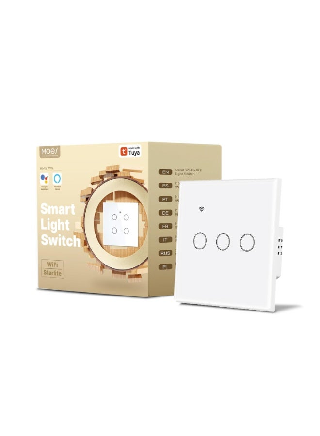 MOES Tuya WiFi Smart Touch Switch – 3 Gang | Sleek…