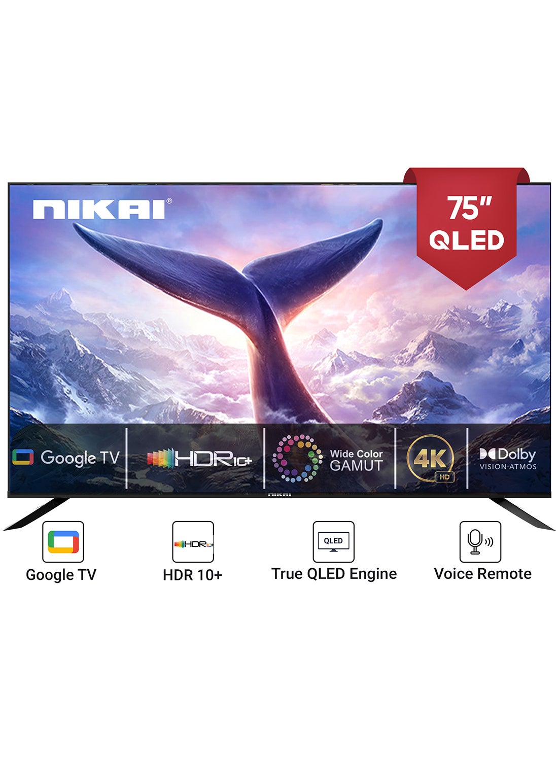 75 Inch 4K QLED Ultra HD Smart Google TV,…