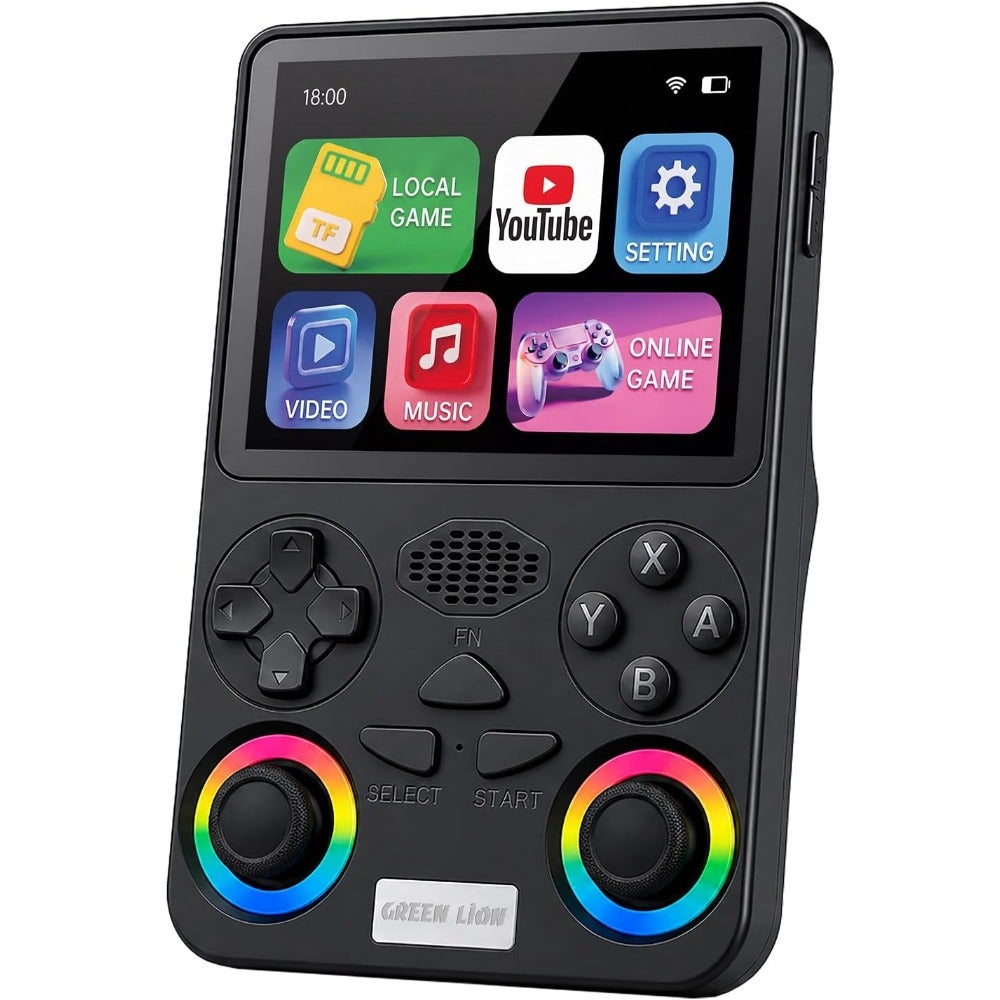 Compare Green Lion 5 Entertainment Console, 3.5 IPS Display, Android 5.1, OctaCore CPU, Dual USBC, Up to 15000+ Games, WiFi, Bluetooth, 2000mAh Battery, TF Card Support, Multiplayer Gaming at KSA Price