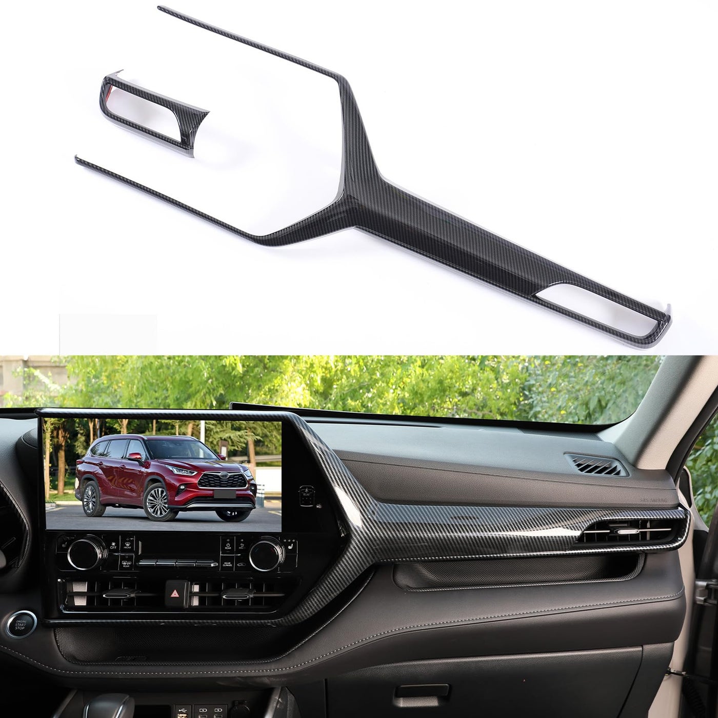 Compare for Toyota Highlander 2025 2024 2023 2022 2021 2020 Central Control Dashboard Wind Outlet Trims Sporty Carbon Fiber Grain Interior Screen Frame Trims for Highlander L LE XLE XSE Nightshade at KSA Price