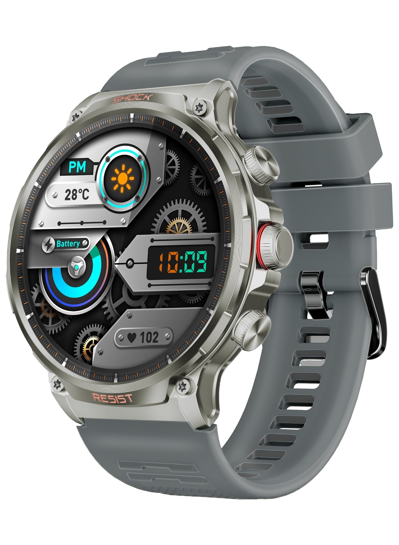 Compare Durable Smartwatch With 100+ Sports Modes, Health Sensors, Bluetooth Calling, IP67 Water Resistance for all Smart Phones, iPhone 17, S25 Ultra  Silver at KSA Price