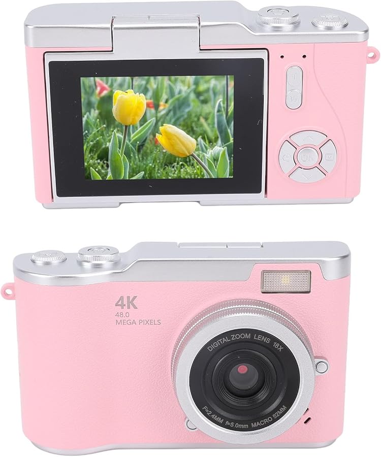 Compare Vbestlife 4K Autofocus Vlog Camera 48MP 18x Zoom Anti Shake Flip Screen Pink Travel Camera at KSA Price