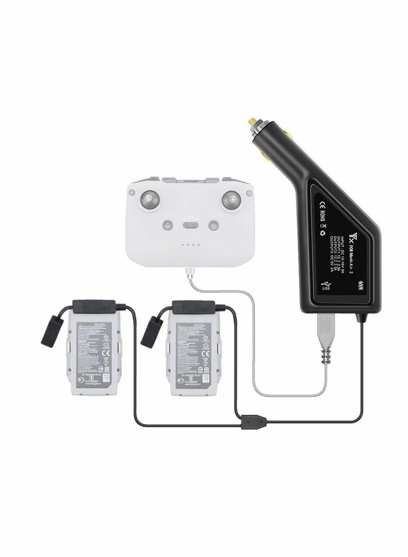 Compare Drone Car Charger for Mavic Air 2Air 2S, 3 in 1 Drone BatteryRemote Control Charger at KSA Price