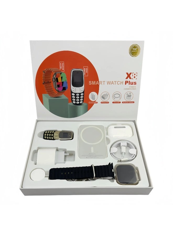 Compare X8 Ultra Smartwatch 6in1 Combo Set with Smartphone – Fitness Tracker, Bluetooth Calling, Heart Rate Monitor, Sports Modes, HD Display – AllinOne Gift Bundle for Men & Women at KSA Price
