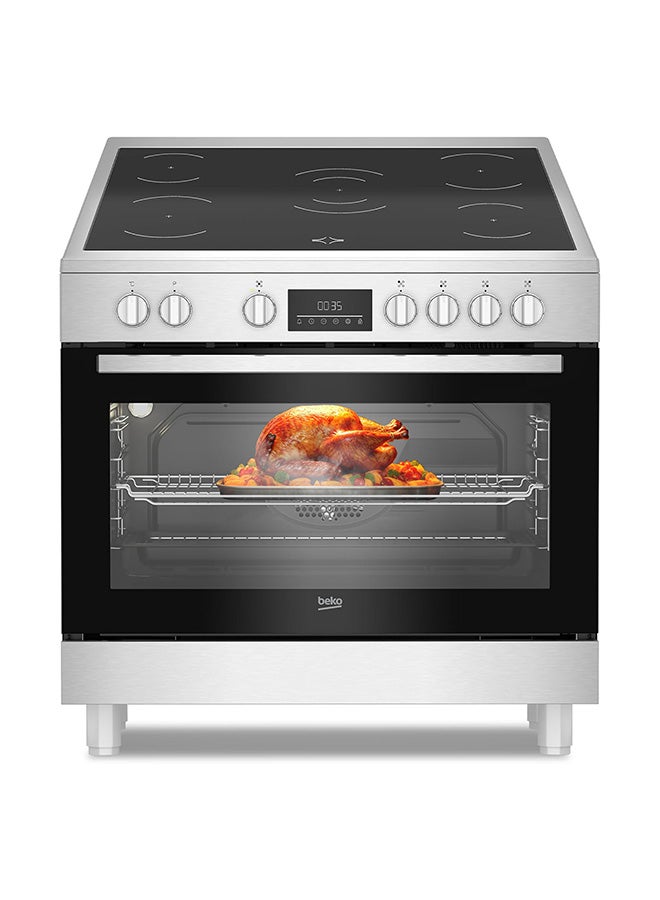 Compare 90X60cm Freestanding Ceramic Electric Cooker, 5 Cooking Zones1 Expandable, 8 Cooking Multifunction Oven, 111 liters Oven Capacity, A+ Energy Rating, LED Touch Display Timer, SteamShine Cleaning Oven, Halogen Illumination, Only Manual at KSA Price