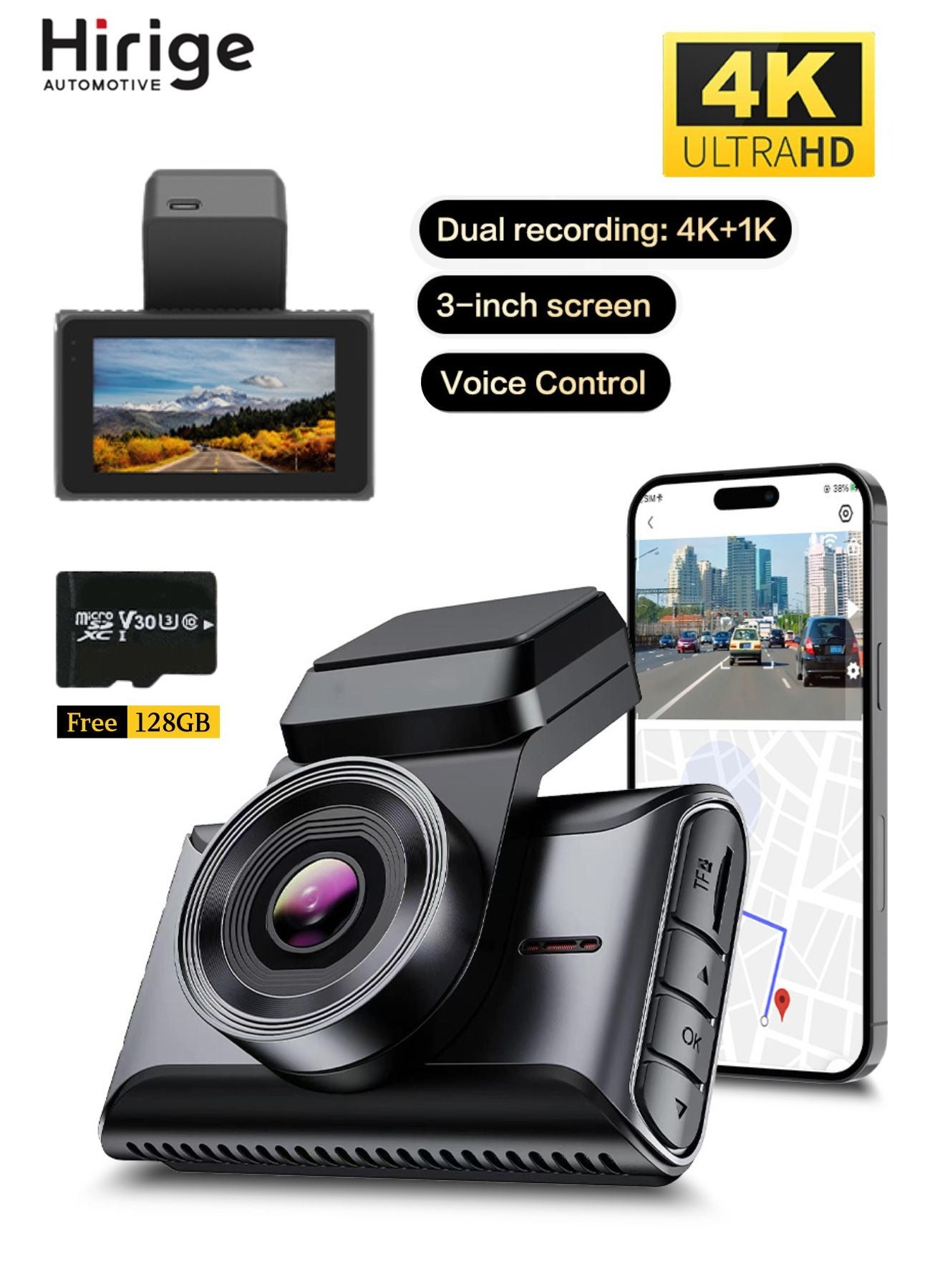 Compare S200PRO Dual Dash Cam 4K Front + 1080P Rear, 3 IPS Display, GPS, WiFi App Control, Loop Recording, GSensor, Parking Monitor – Free 128GB Card at KSA Price