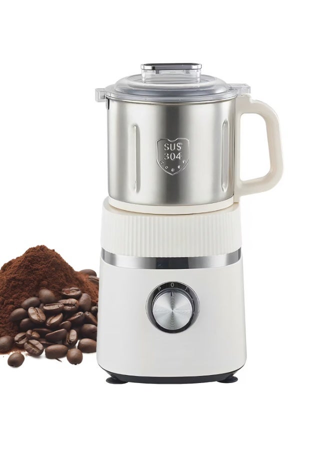Compare Wet and Dry Electric Coffee Grinder, 500W Grinder with 4 Stainless Steel Blades, Removable Bowl, Fine and Coarse Grinding, Quiet Operation, Easy to Clean, 800 g Capacity, White at KSA Price