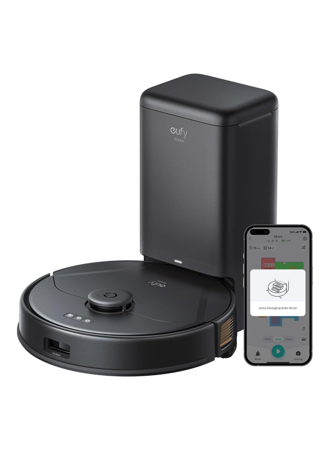 Compare Clean X8 Pro Robotic Vacuum Cleaner SelfEmpty Station, TwinTurbine™ 2× 4,000 Pa Powerful Suction, Active Detangling™ Roller Brush, and iPath™ Laser Navigation for Pet Hair Deep Cleaning on Carpet 335 ml 50 W T2276V11 Black at KSA Price