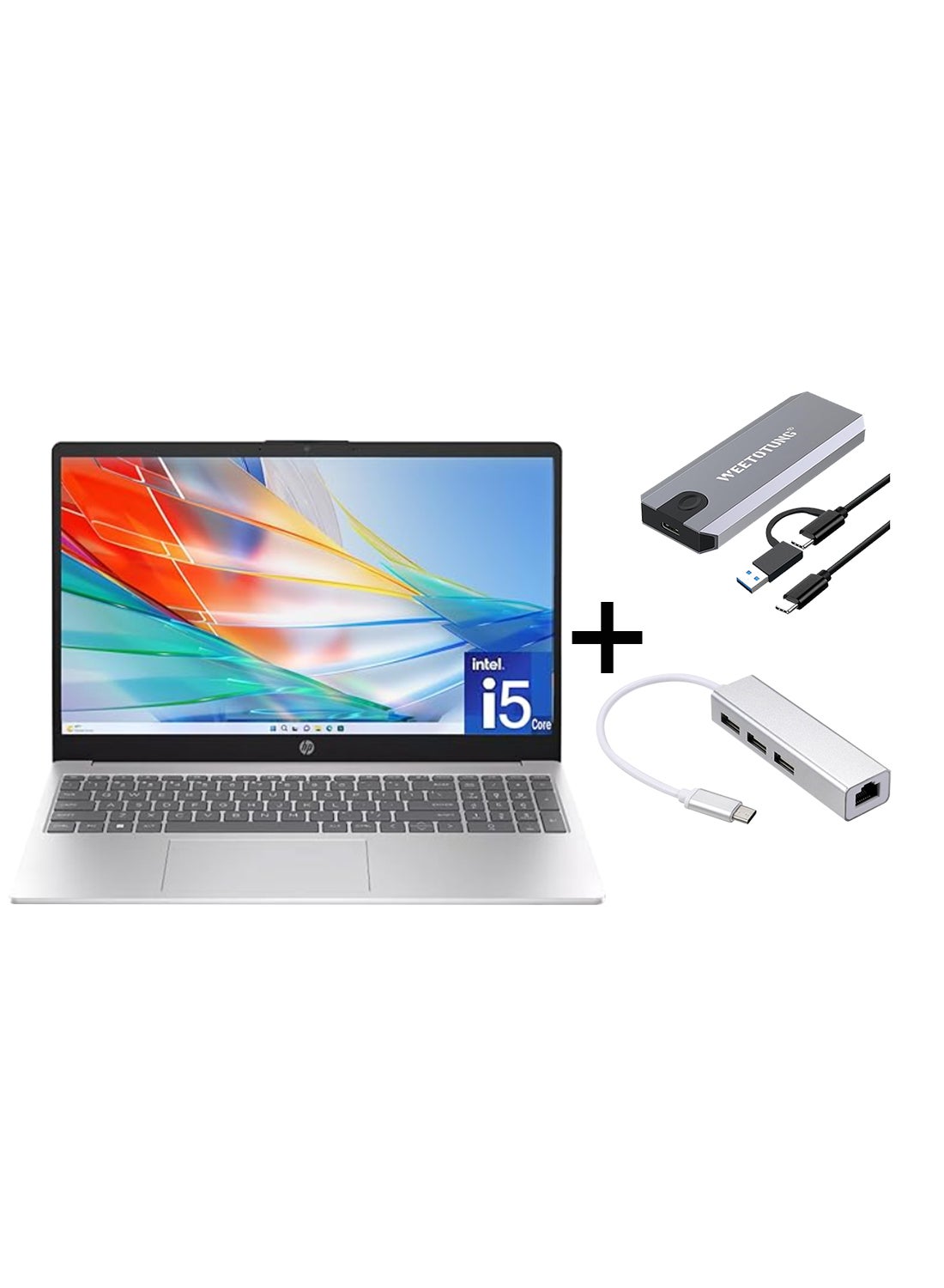 Compare 15 Upgraded Version Laptop With 15.6Inch Display, Core i51335U Processor16GB RAM1TB SSDIntel Iris XE GraphicsWindows 11 Home With 128GB external drive +TypeC to USB Hub EnglishArabic silver at KSA Price