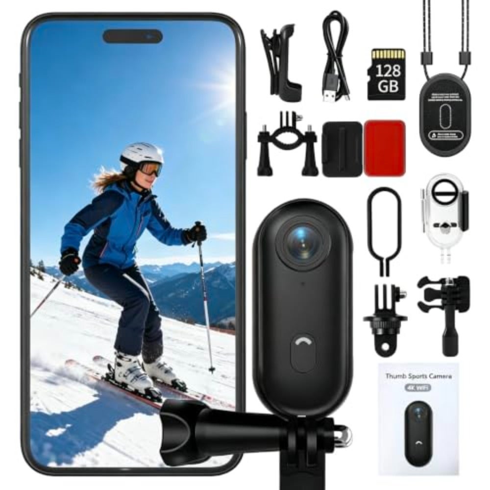 Compare 4K Thumb Action Camera 128G Sports Camera for POV Photoshooting: Waterproof Sports Camera The Size of a Thumb Suitable for Running Cycling Swimming Hiking Adventure Etc at KSA Price