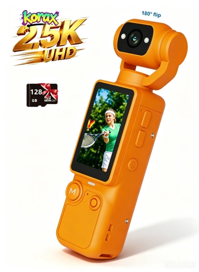 Compare 2.5K UHD Vlogging Camera with 180° Rotating Lens, Pocket Body Camera with Audio & Video Recording,7Hour Battery, Handheld POV Cameras with 128GB Card, Easy OneButton Recording for Travel,Daily Life at KSA Price